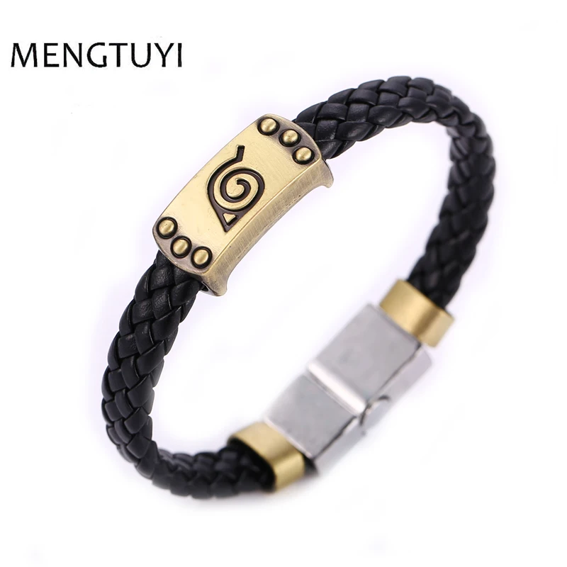 

J Store Kids Toys Cartoon Anime Naruto bracelet Konoha Naruto Sharingan Wrist braid leather jewelry