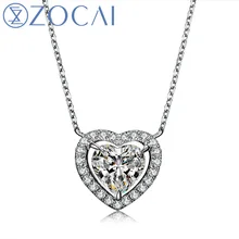 ZOCAI Princess 0.39 карат Сертифицированный сердце Форма алмазов в 18 К из белого золота(au750) Для женщин Цепочки и ожерелья d03700