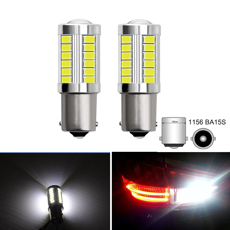 

2Pcs 1156 P21W BA15S LED Daytime Running Lights Car Turn Signal Reverse Lamp For Citroen C4 C5 C3 C2 C8 Backup Light DRL White