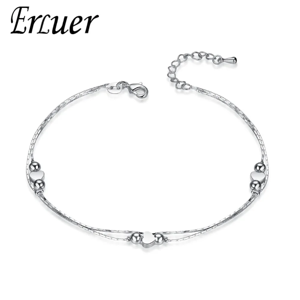 

ERLUER heart silver Bracelets & Bangles for Women Love Fashion girl luxury brand Party wedding elegant Jewelry