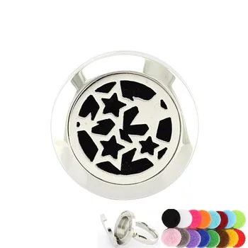 

10pcs/lot Stars Locket Ring 20mm Stainless Steel Aromatherapy / Essential Oils Diffuser Locket Ring With 100PCS Free Pads