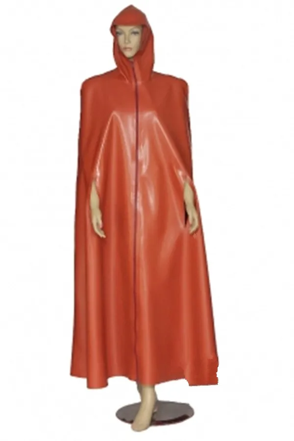 

Unisex High Quality Latex Tippet Rubber Coat with hood and Cuff for Arms Highly Closing Overcoat Open Front Zipper