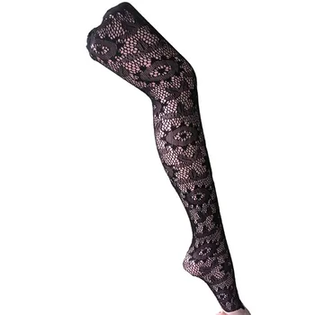 

sexy Black Hollow Out Tights Lace Stockings Transparent Pantyhose Women Black Lace Stocking Female Thigh High Fishnet Embroidery
