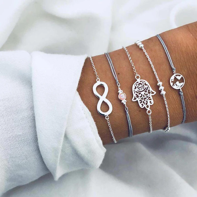 

YAOLOGE Adjustable Map Smooth And Beautiful Nature Crystal Stone Multilayer Bracelets For Women Bohemian Exquisite Hand Made