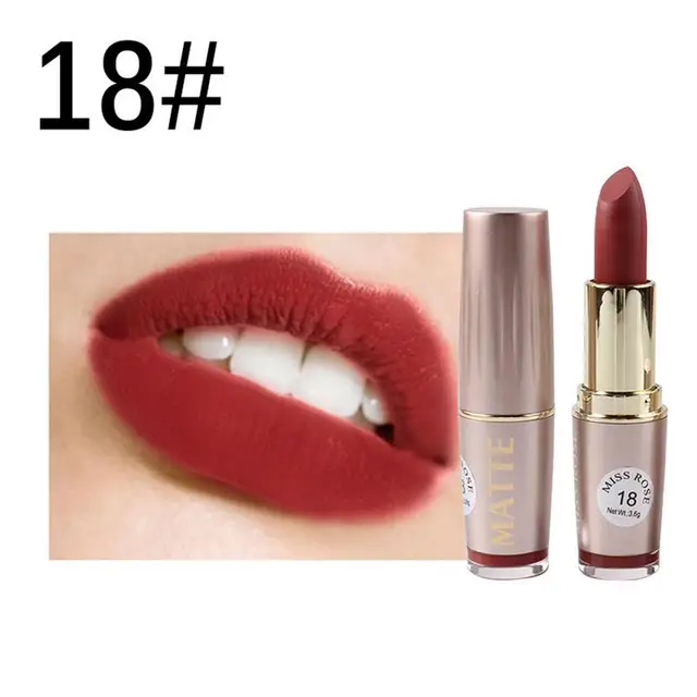 MISSROSE Matte Lipstick Brick Red Deep Red Lipstick Gold Tube Lasting