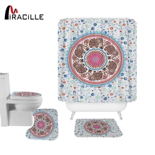 Miracille Shower Curtain Sets Elephant Bathroom Curtains And Rug Set Mandala Waterproof Polyester Bath Curtain with Bath Mat Miracille Shower Curtain Sets Elephant Bathroom Curtains And Rug Set Mandala Waterproof Polyester Bath Curtain with Bath Mat