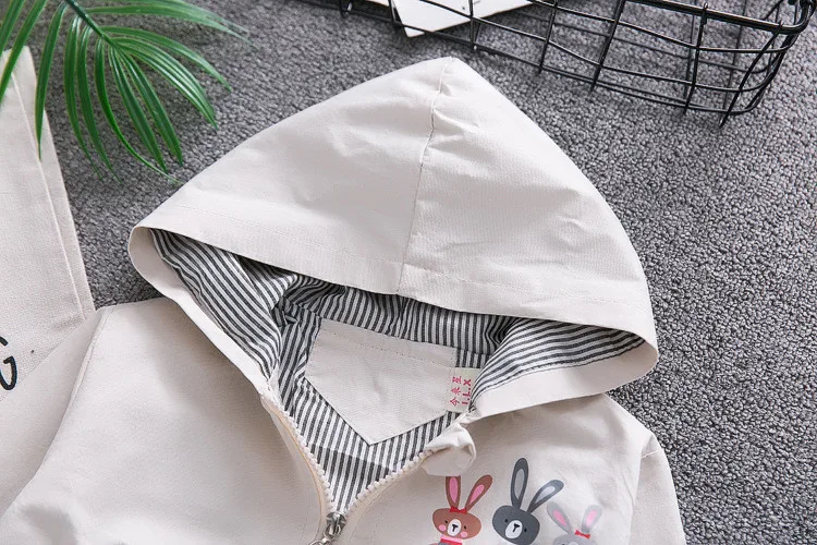 Fanfiluca  Autumn Baby Girls Coat Spring Children Outwear For Fashion Girls Zip Hooded Cartoon Rabbit Sport Coats For 3T Kids00028