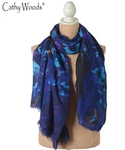 Desigual Brand Women’s tartan Scarf Summer Style Long Shawl Pashmina Printed Blue Summer Scarves Women Hijab Bandanas Pashmina