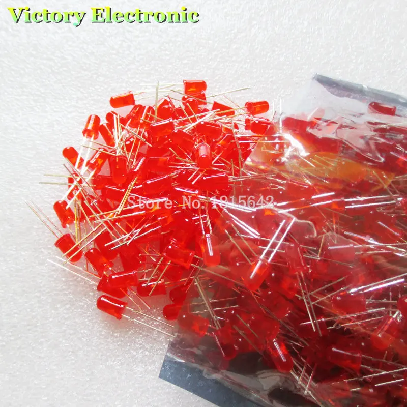 

200PCS/Lot 5MM Red LED Diode Round Diffused Red Color Light Lamp F5 DIP Highlight New Wholesale Electronic