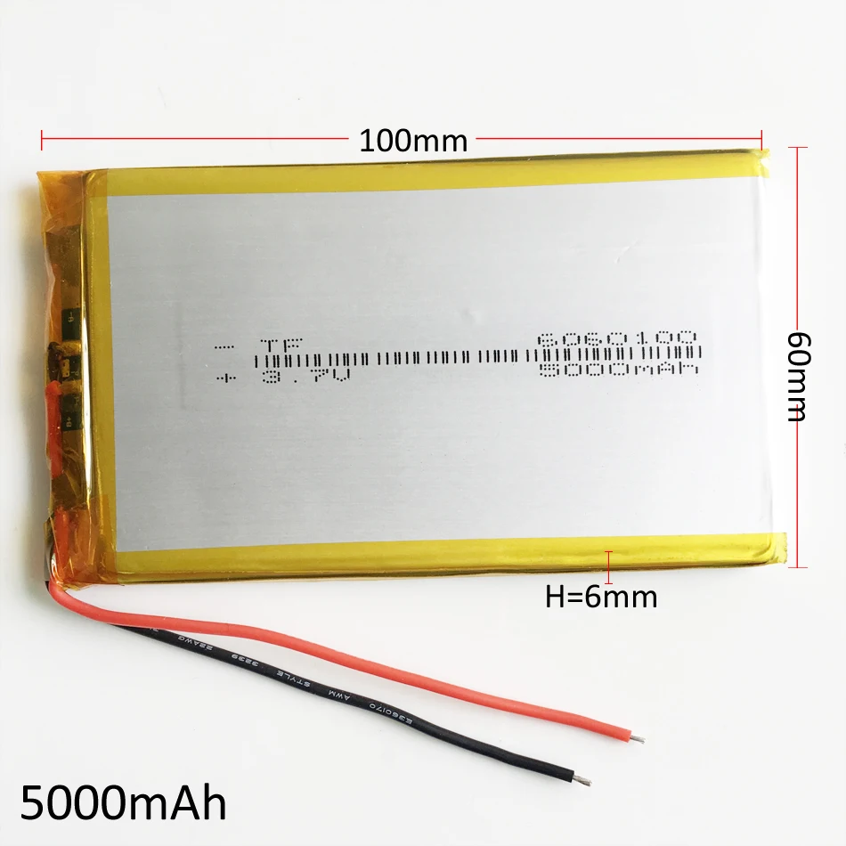 3,7 V 5000mAh 6060100 литий-полимерная аккумуляторная батарея LiPo для gps psp DVD PAD Электронная книга планшет ПК Внешний аккумулятор ноутбук мобильный