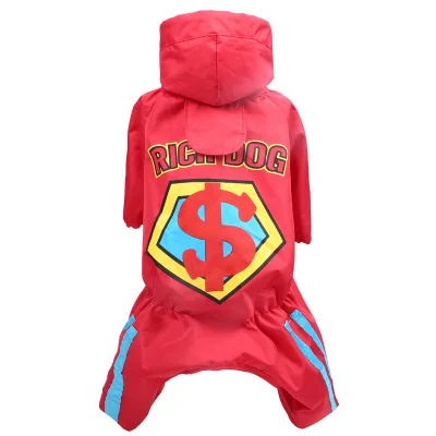 

New dog raincoat small medium and large dog printing dollar poncho pet raincoat