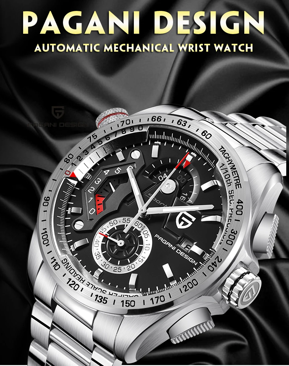 PAGANI Дизайн Полный нержавеющая сталь хронограф спортивные часы для мужчин люксовый бренд кварцевые часы для дайвинга 30 м relogio masculino Прямая поставка