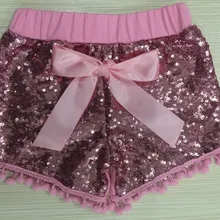 Шорты с золотыми пайетками, розовые шорты со стразами для младенцев, первый день рождения, шорты с блестками золотого цвета, шорты, украшенные помпонами, для девочек младенческого возраста