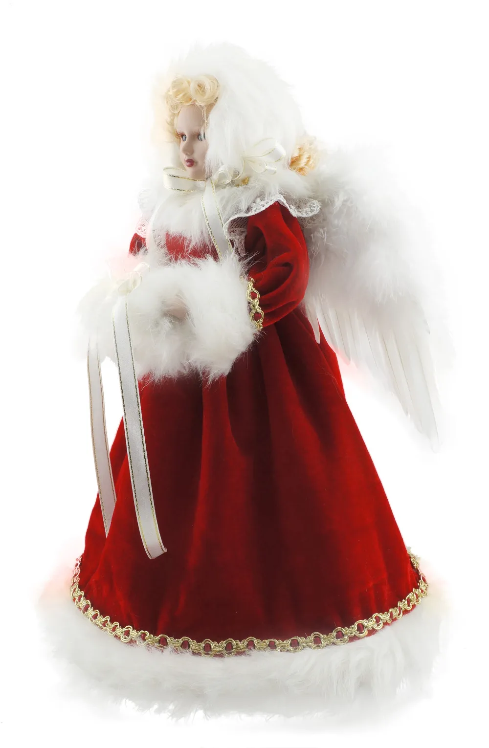 Козетта благородное Рождественское украшение Ангел фарфоровая кукла Домашняя Коллекция крылья бант с цветами 14"