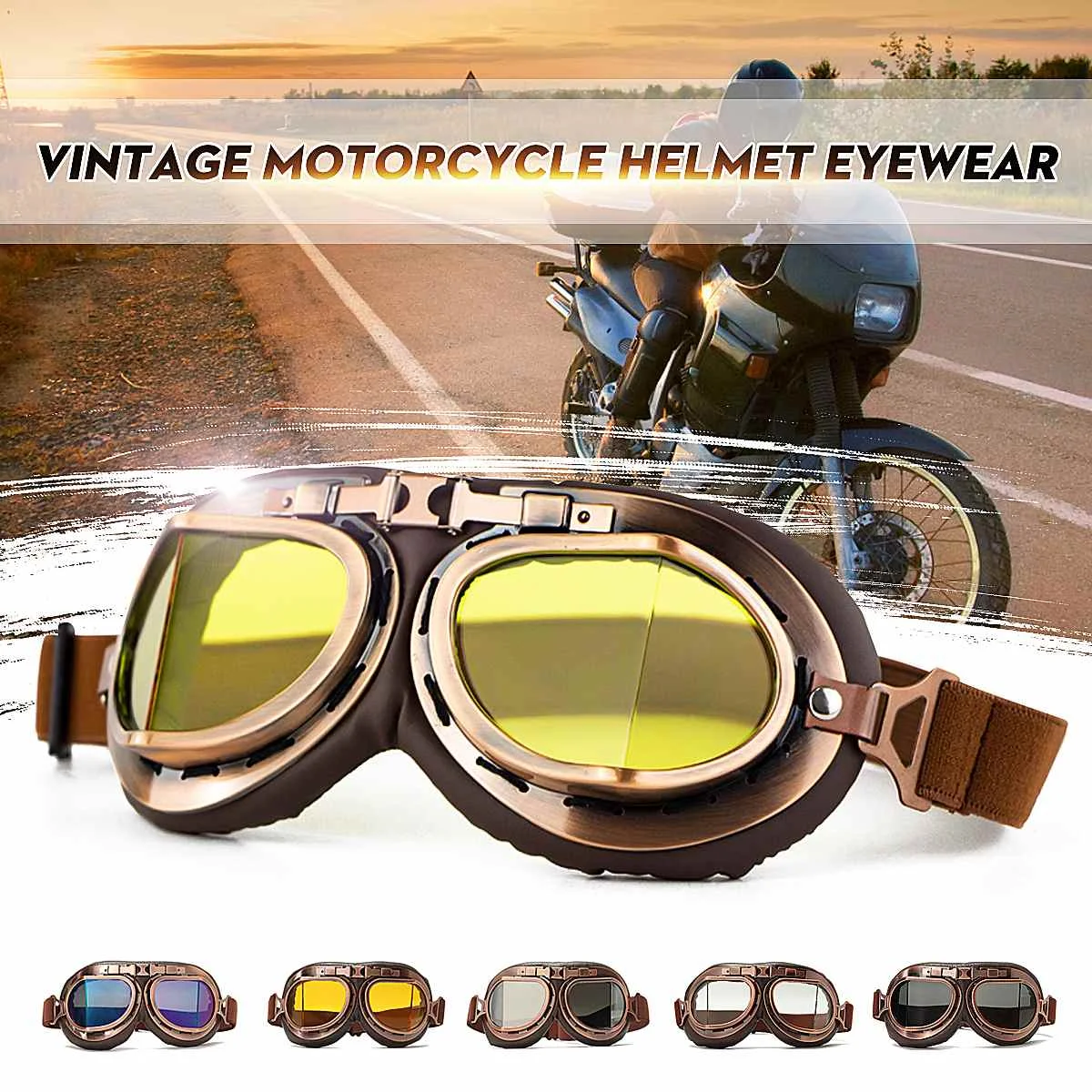 Универсальные Ретро Винтажные защитные очки для мотоциклистов очки для полузащитного/открытого лица шлем