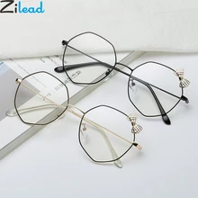 Zilead женские полигональные очки оправа для женщин с бантом металлические оптические очки неправильные простые очки