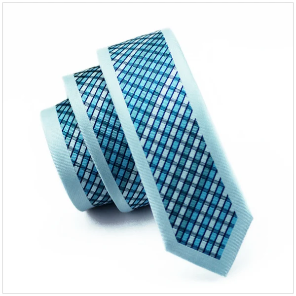 Buy 2017 Fashion Slim Tie Cyan and Blue Plaid Skinny