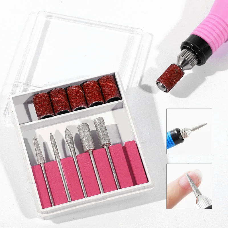 

6Pcs/Set Metal Nail Art Drill Bits Grinding Remove Gel Nail Polish Mixed Sizes Professional Multi-function Nail Art Tools