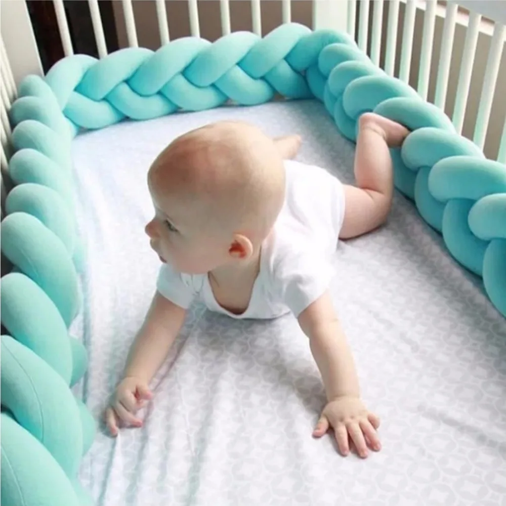 150 см длинные завязывают тесьмой накладка на перила кроватки ткачество плюшевые детские кроватки протектор для новорожденных Nodic узел