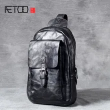 AETOO Retro head cowhide chest bag, handmade new single shoulder crossbody bag, male leather chest bag