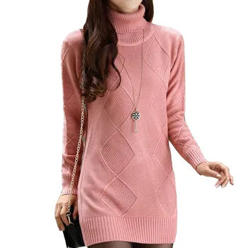 

Fashion High collar Knitwear sweaters Women 2017 autumn winter warm sweaters lady long knit dress female pullover dresses AS33