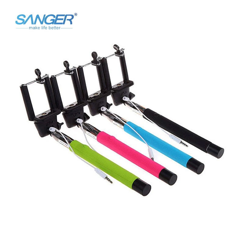 SANGER Z07 5S Wired Selfie Stick2 in 1 Monopod Handheld Extendable Buit in Shutter For iPhone