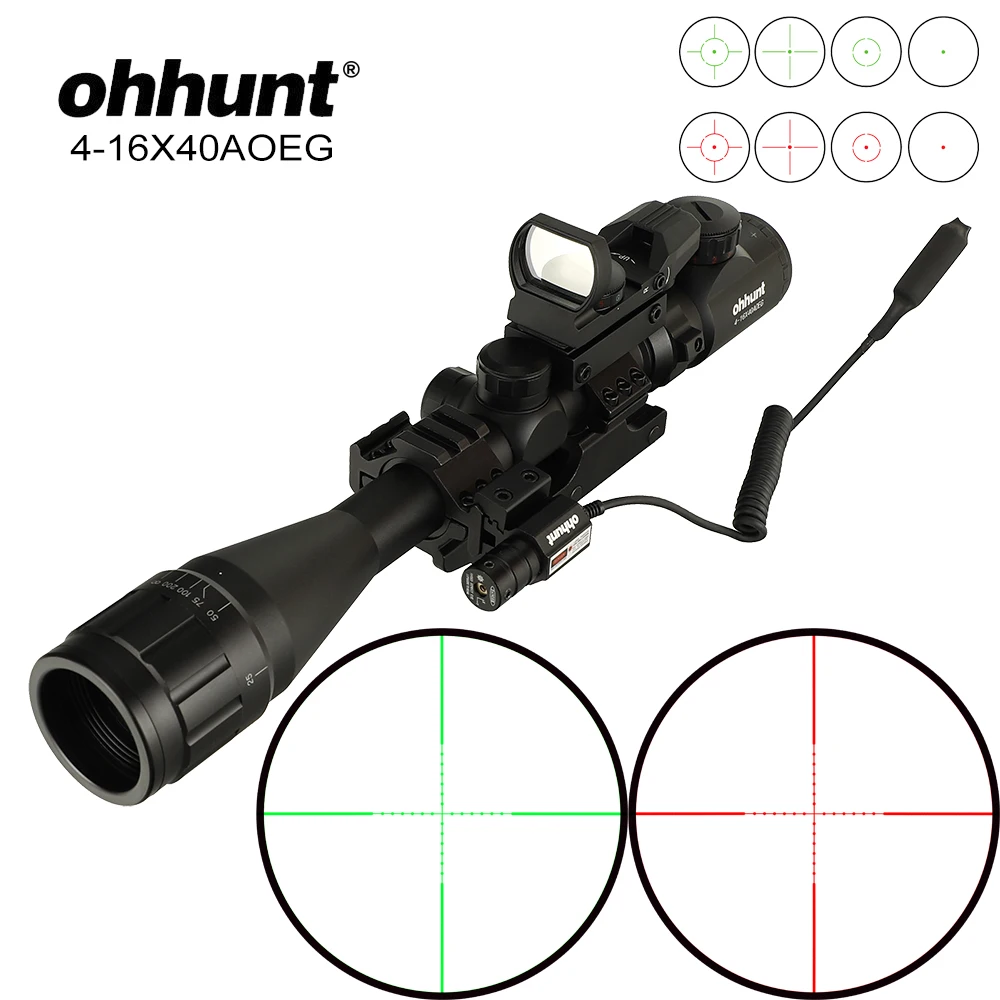 Ohhunt 4-16X40 AOEG Hunitng комбинированный Riflescope Mil Dot охотничья оптика с красным зеленым лазерные прицелы и Red Dot Тактический оптический прицел