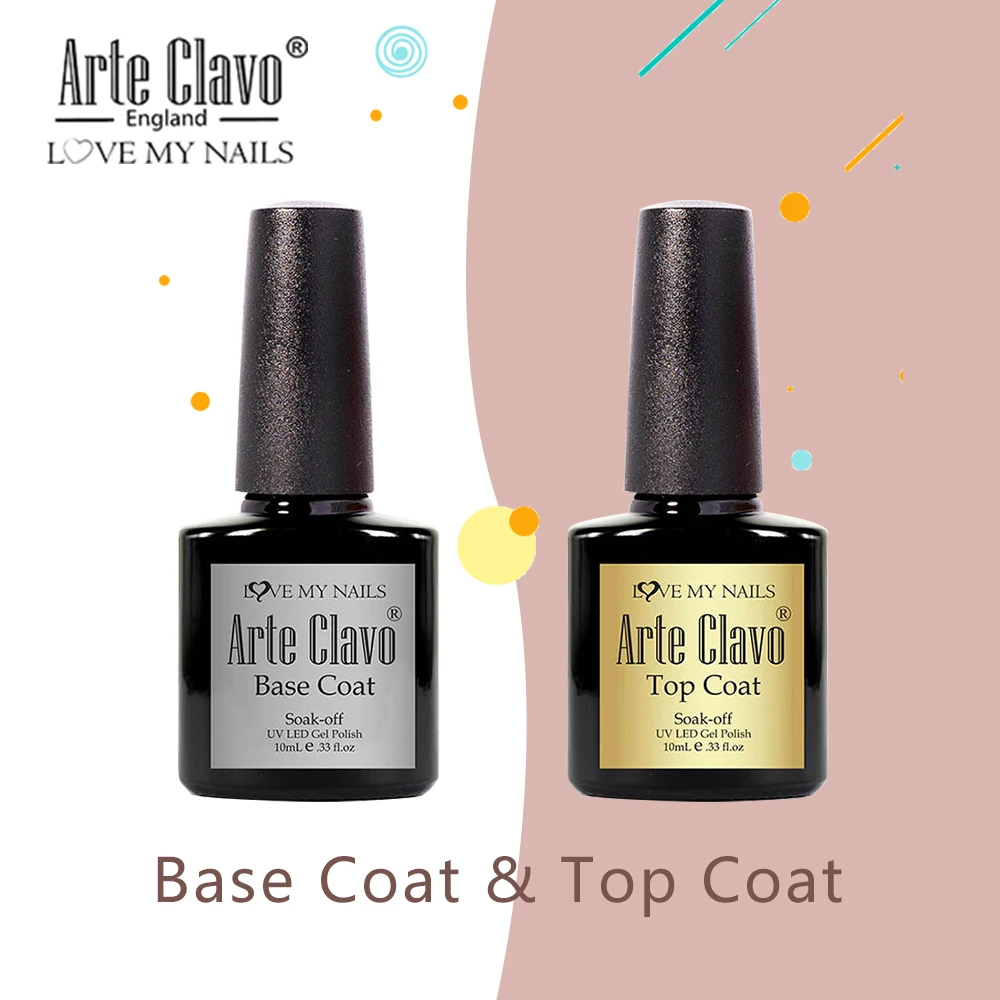 Arte Clavo Top Coat Base Coat Gel Nail Polish 10ml Transparent UV LED