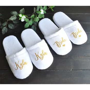 

Bridesmaid Slippers, Personalised Wedding Slippers, Bride Slippers, Bridesmaid Gift,Bridal Party,Spa Slippers