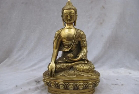 

Collectible bronze lion statue S0317 Tibet Buddhism classical Brass Dragon frock Sakyamuni Buddha Hold bowl statuary (B0328)