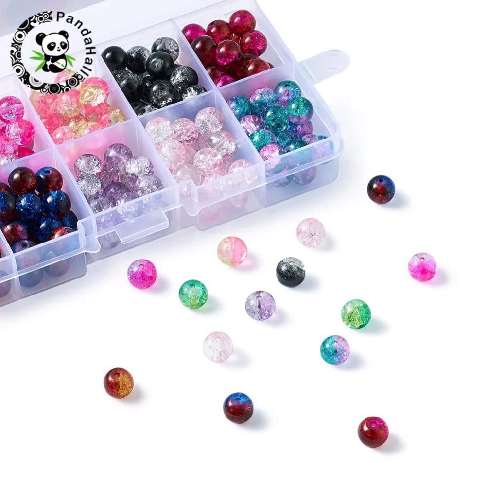

pandahall 4mm 6mm 8mm 10mm Transparent Round Crackle Glass Beads Loose Spacer Bead for Necklace Bracelet Making Mixed Color