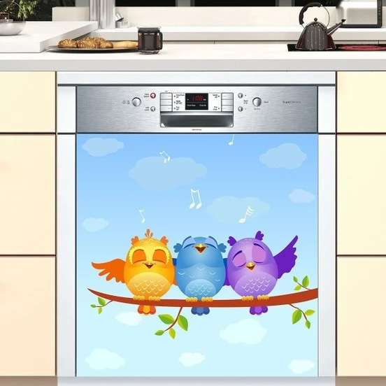 Wholesale 3d Cartoon Bird Singing Selfadhesive Dishwasher Refrigerator Freeze Sticker Kid S Art Fridge Door Cover Wallpaper Wall Stickers Aliexpress