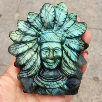 

Beautiful crystal carvings natural hand-carved 1PCS labradorite stone people fashion jewelry gifts