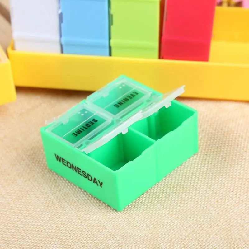 1 шт Портативный Pill Box красочные еженедельная таблетки Дело наркотиками отсек