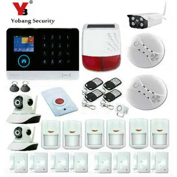 

YobangSecurity Wireless Wifi GSM Android IOS APP Home Burglar Security Alarm System Outdoor Ip Camera with Solar Power Siren