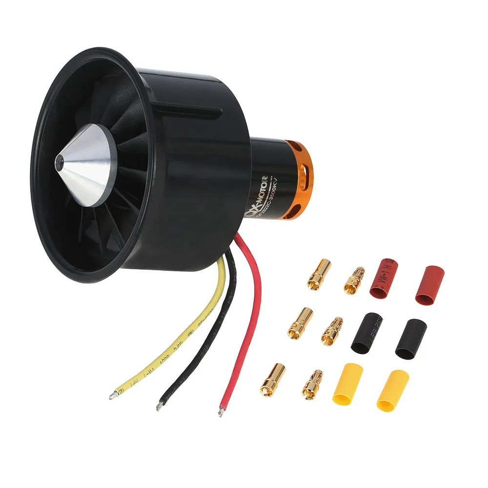 64 мм EDF Set 2822 3500KV Электродвигатель с 12 лопастями воздуховод для радиоуправляемых