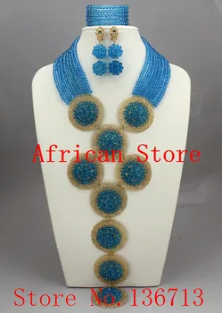

Royal Blue Crystal African Wedding Beads Bridal Jewelry Sets Statement Necklace African Jewelry Set Free Shipping BC802-1