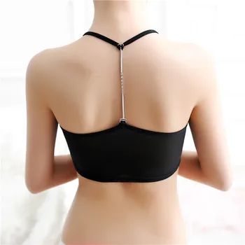 

Women Casual Diamond Strap Stretch Sleeping brassiere Push Up Fashion Tank Top wireless crop top