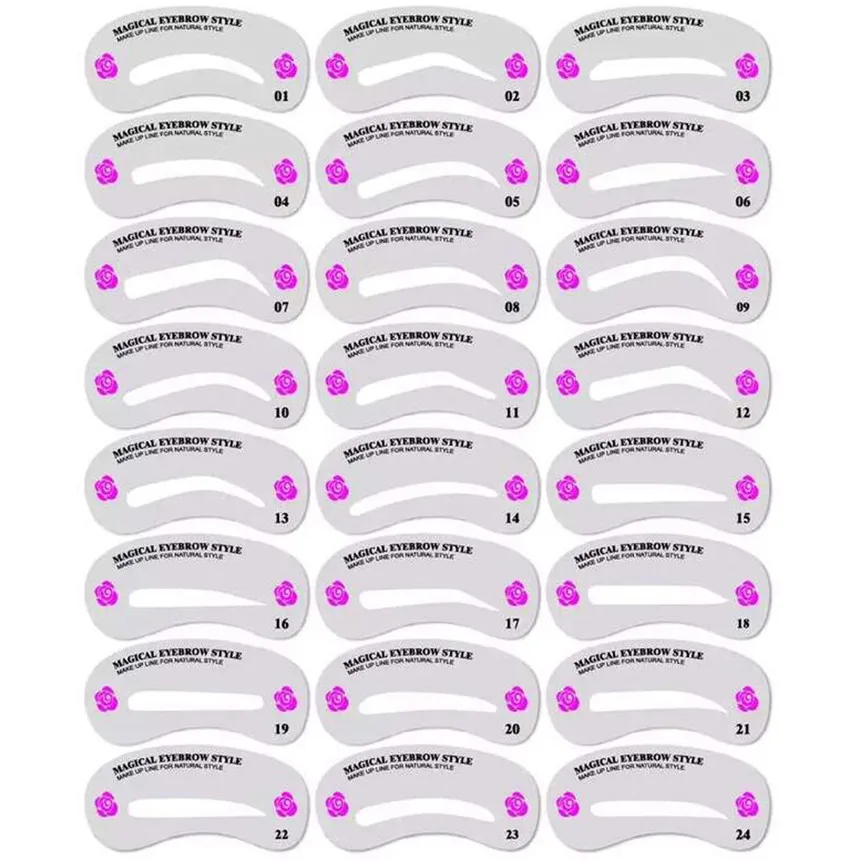 

24 Styles Eyebrow Shaping Stencils Grooming Kit Makeup Shaper Set Template Tool Drop Shipping