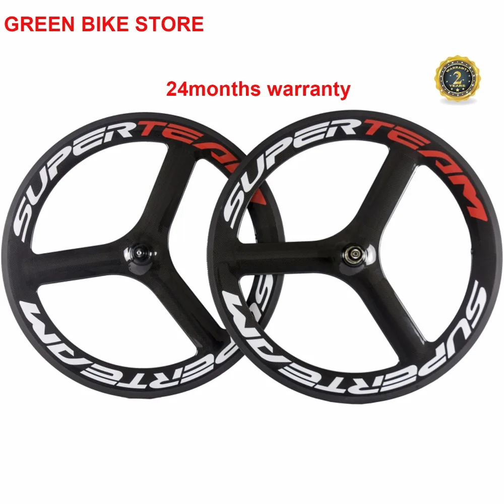 US $290.00 SUPERTEAM Spoke Carbon Wheels 700C 3 Spoke Carbon Road Wheels 23mm Width Clincher Carbon Wheelset Single Speed Carbon Wheel