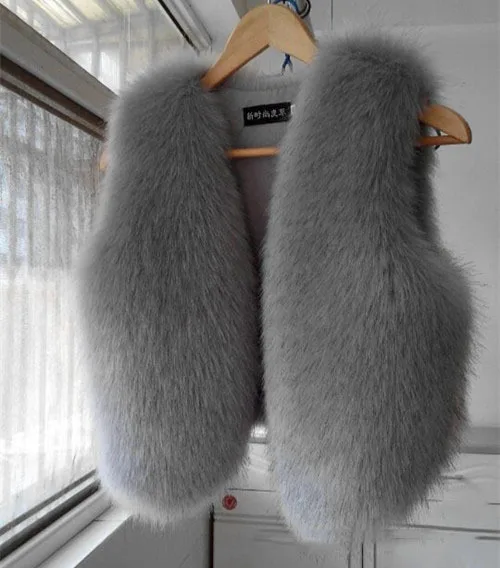 short grey fur coat