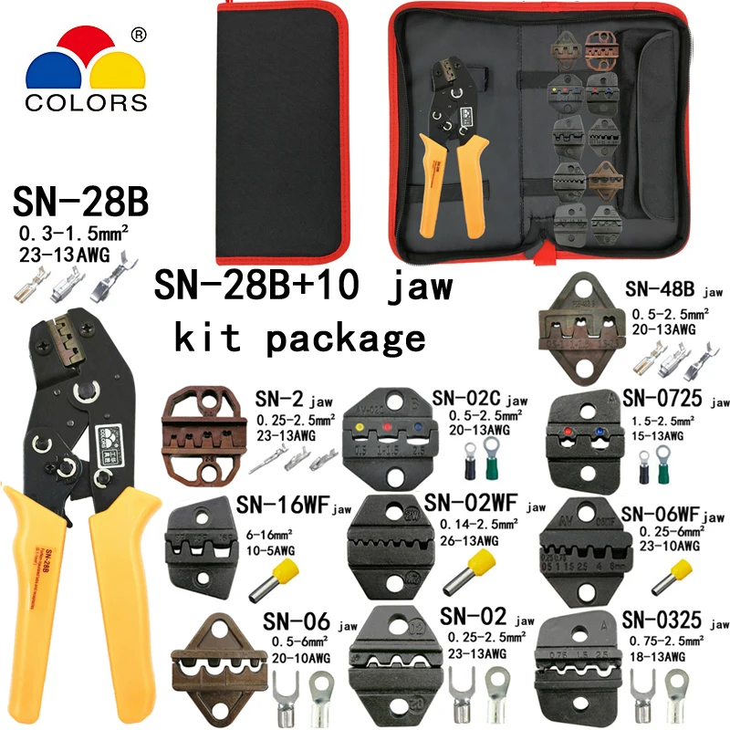 

SN-28B crimping pliers 10 jaws for TAB 2.8 4.8 6.3/C3 XH2.54 3.96 2510/tube/non insulation terminals electrical clamp kit tools