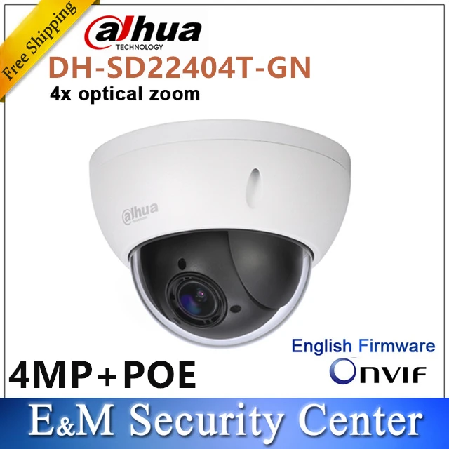 

Original dahua english SD22404T-GN with logo CCTV IP 4MP Network Mini PTZ IP Dome 4x optical zoom SD22404T-GN POE Camera