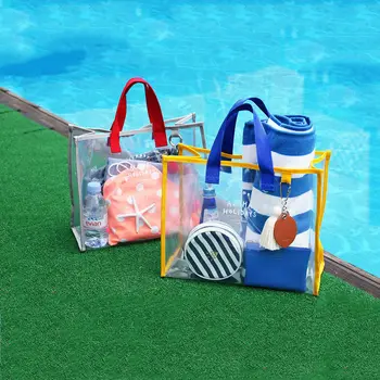 

PVC Transparent Women Hand Bag Waterproof Beach Swimming Sundries Organizer Tote Bag