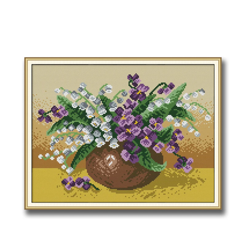 Цветочная ваза Lily of the valley dmc 14CT 11CT Набор для вышивки крестиком наборы рукоделия