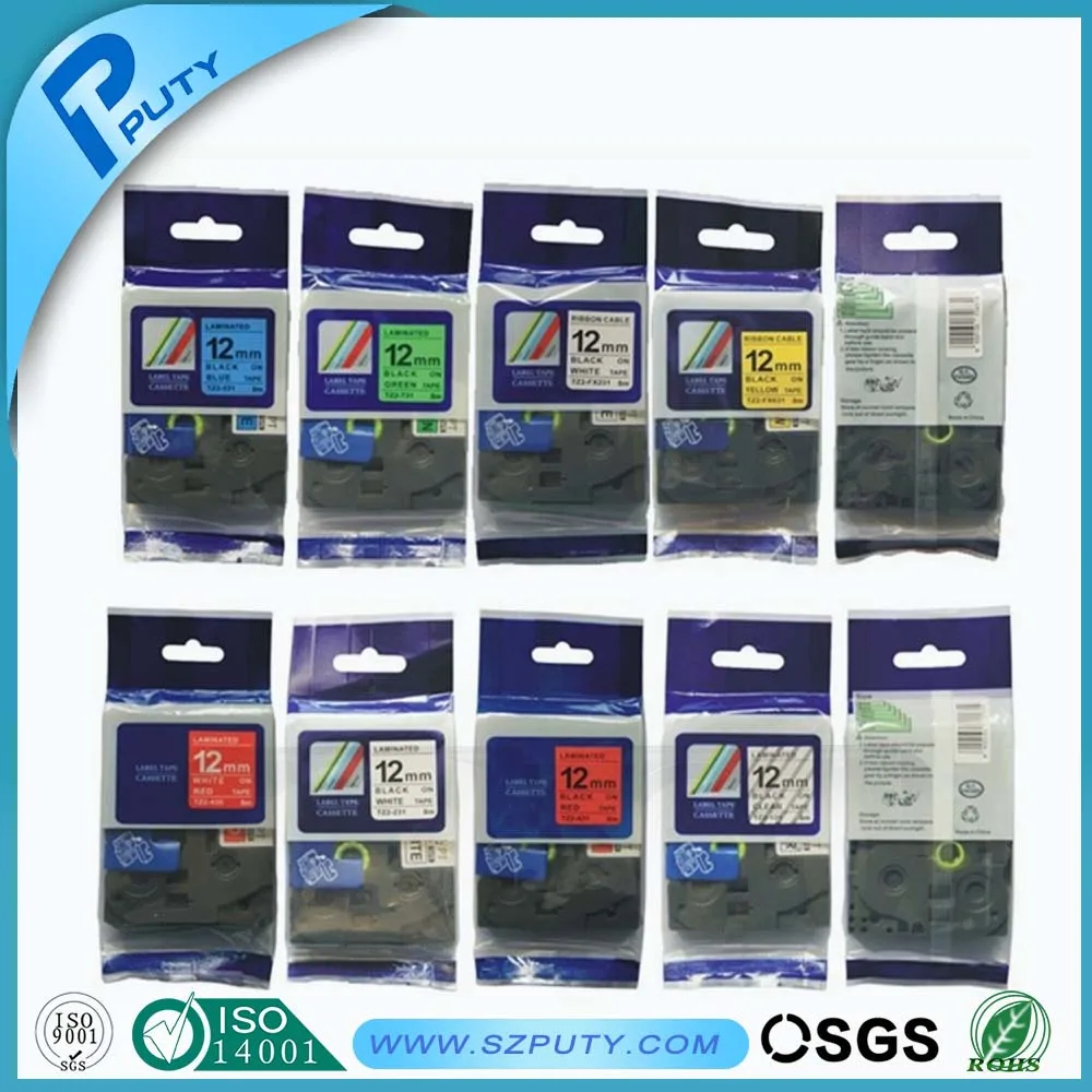 

TZe-131,TZe-231,TZe431,TZe531, tze-631 P touch tze tape 12mm label tape for P touch label maker