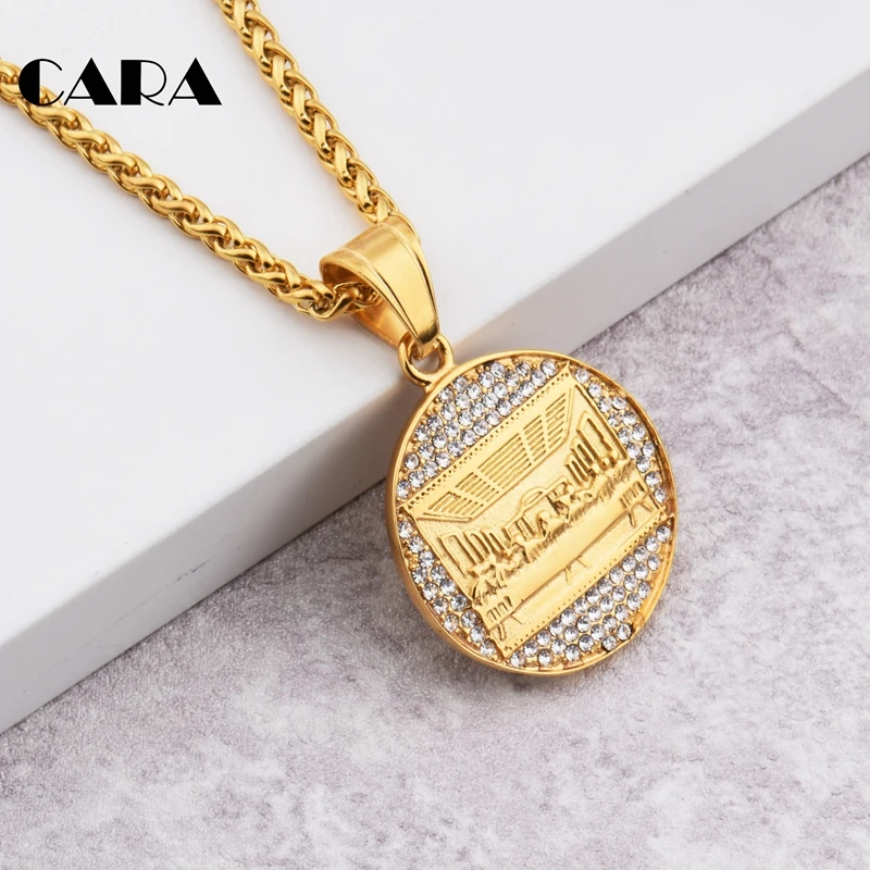 

CARA Popular Religious Bible Jesus Charm Pendant Ice Out Jewelry Men Gold-color The Last Supper Jesus Necklace Pendant CAGF0108