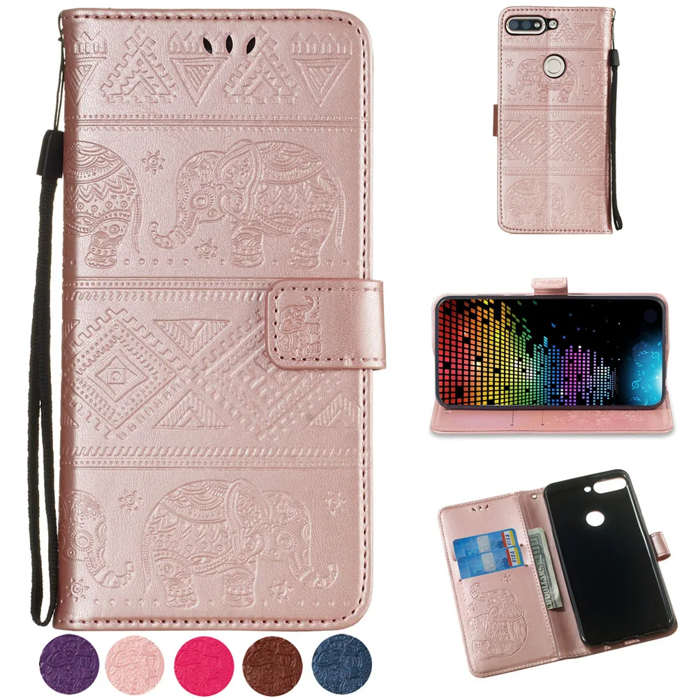 Printed Flip CASE For Huawei Y5 Y6 Prime 2018 Y3 2017 Case Luxury PU Leather Card Wallet Stand Cover y6 pro Embossed case | Мобильные