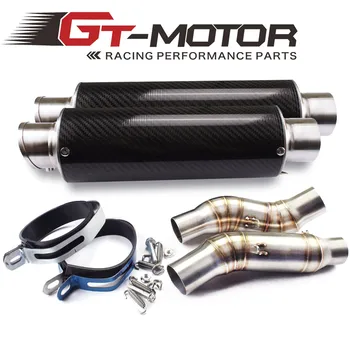

GT Motor - Motorcycle Exhaust middle pipe Round Muffler with 2 piece exhaust for Kawasaki Z1000 10-15 Slip-On
