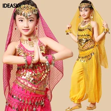 Детские болливудские индийские платья сари для балетная пачка для девушек топ брюки платье танец живота для продажи индийская одежда для детей